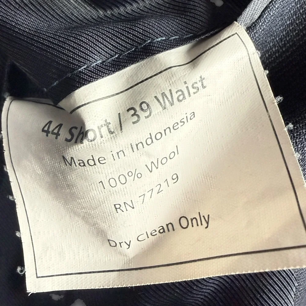 Pronto‎ Uomo Mens 44 Short Navy Blue 100% Wool 2 Button Blazer Suit Jacket